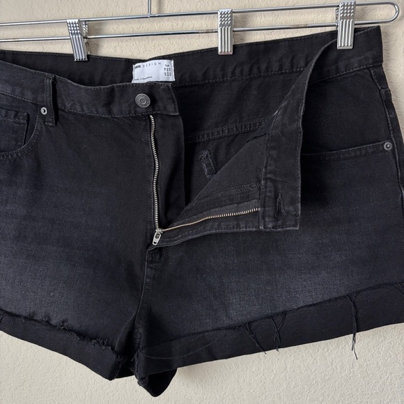 Asos 14 Tall Gray Black Rolled Hem Denim Jean Shorts - Picture 8 of 9